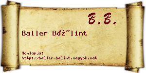 Baller Bálint névjegykártya